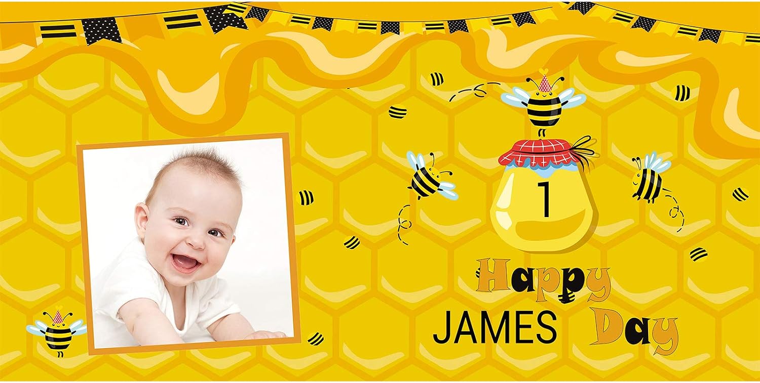 SENEW Happy Birthday Banner Personalized with Photo, Big Custom Banner for Birthday Party Backdrop Decoration, Congratulations Banner with Vivid Colors And Various Patterns 4ft x 2ft