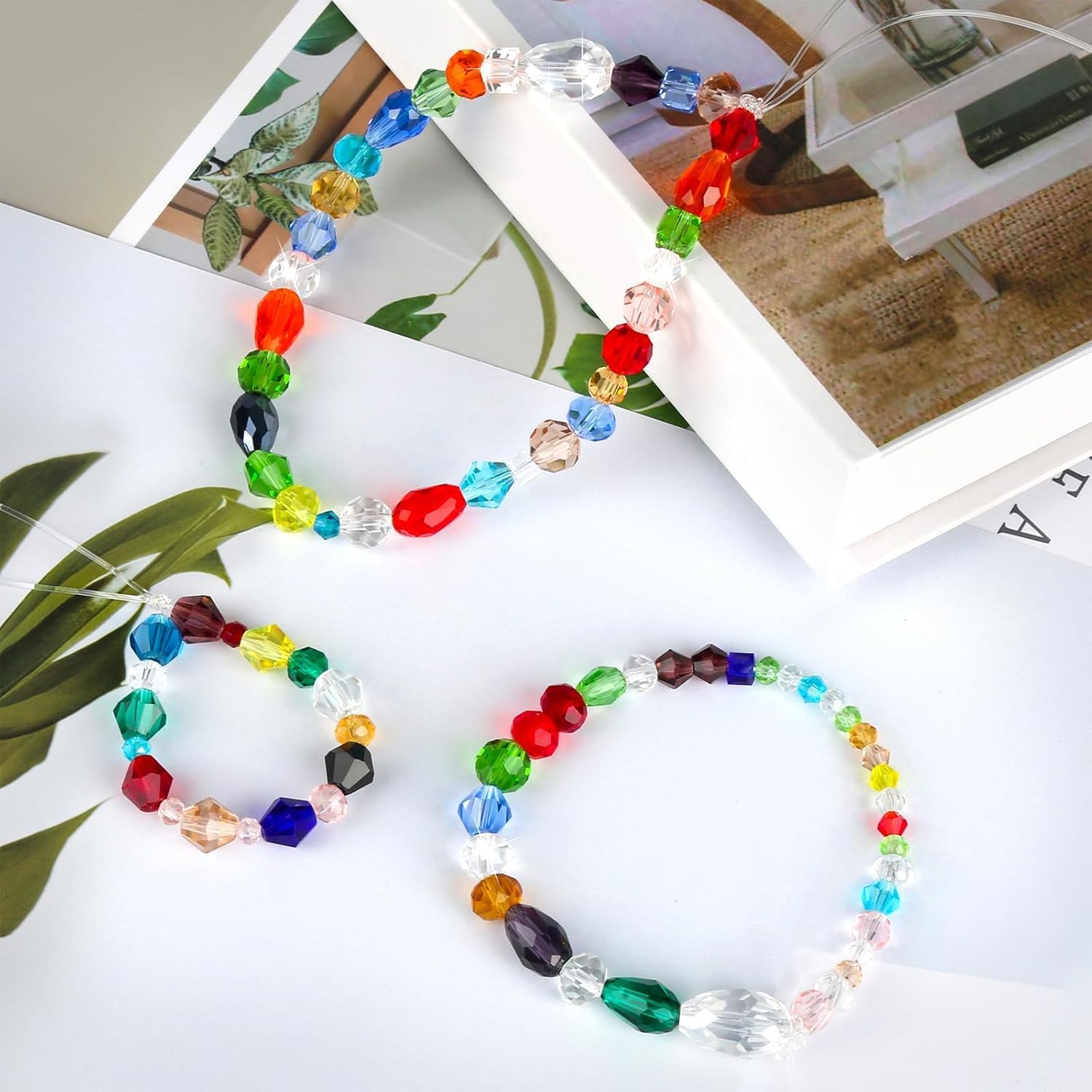 800pcs Glass Beads for Jewelry Making - Colorful Rainbow Craft Crystal Beads, Loose Beads for DIY Bracelets Craft Earrings Making-Assorted 10 Colors - Image 3