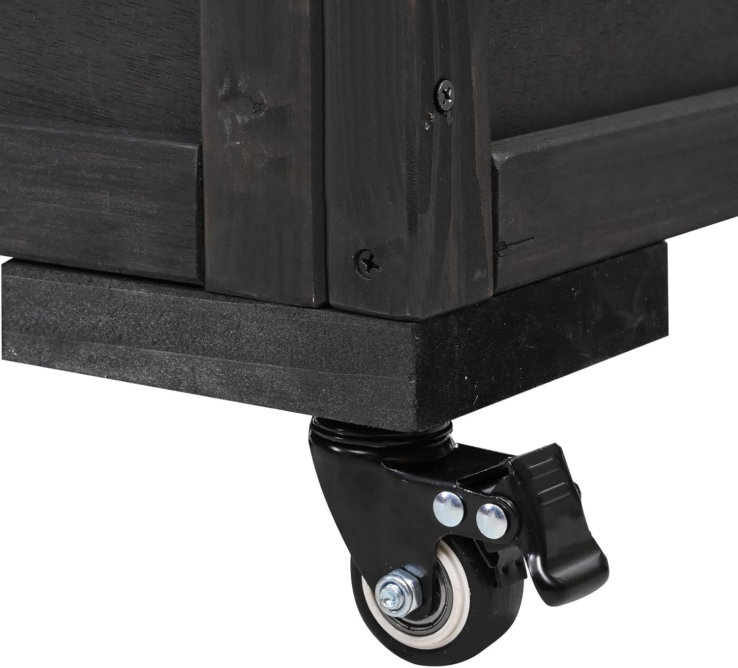 Garden Wood Portable Cold Frame with Movable Wheels,Outdoor Garden Workstation for Planting,Mini Greenhouse with Openable Roof and Storage Box (Black)