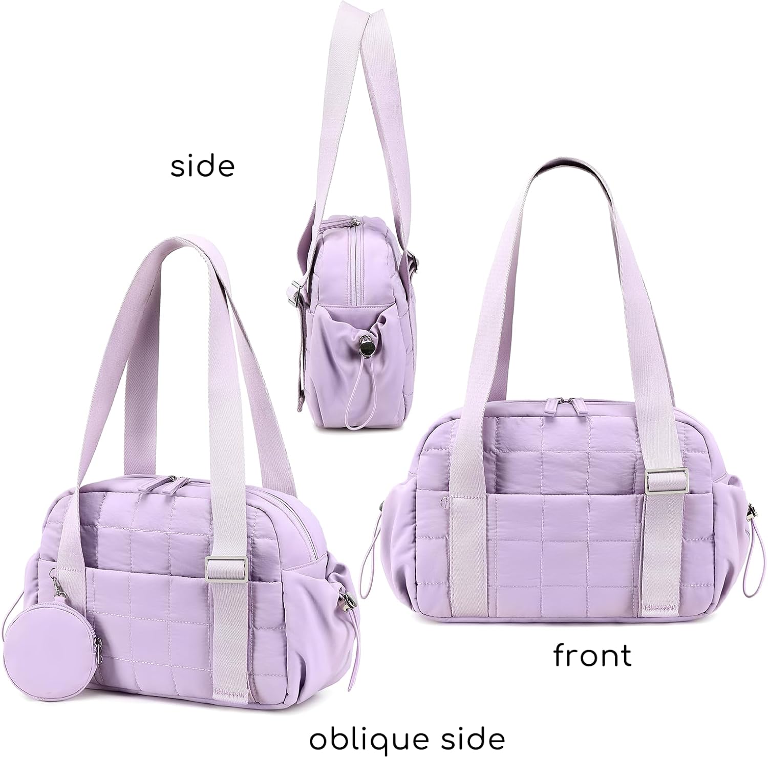 CAMTOP Mini Gym Bag for Women, Small Gym Tote Bag Puffy Quilted Sports Duffel Bag with Wet Compartment and Coin Purse Duffel Bags Dance Yoga Workout Bag for Gifts - Image 6