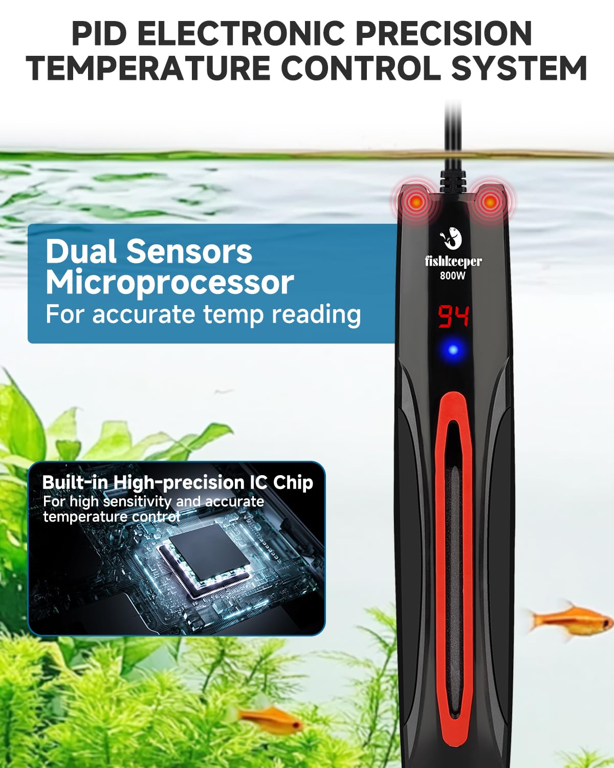 fishkeeper Chauffage submersible intelligent pour aquarium 800 W