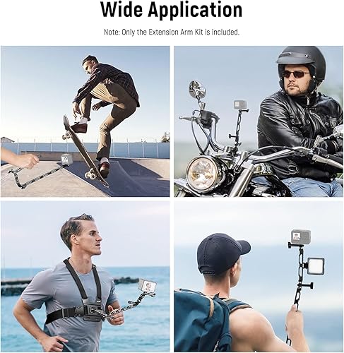Miniatura 8 de NEEWER Juego de brazos de extensión de aleación de aluminio (11.8"/6.5"/3.3") para cámara de acción con 3 tornillos de pulgar y adaptador de