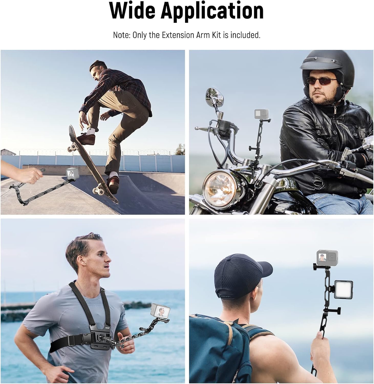 NEEWER Brazo Extensión Aleación Aluminio (11,8"/6,5"/3,3") para Cámara Acción con 3 Thumbscrews y 1/4" Tornillo Adaptador Compatible con GoPro Hero 13 12 11 10 dji Osmo Action 5 Pro Insta360, GP-11