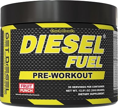 Diesel Fuel High Stim Pre-Workout Powder Supplement Intense Energy, Focus & Nitric Oxide Pumps Caffeine, Ginseng & Beta-Alanine 30, Fruit Punch