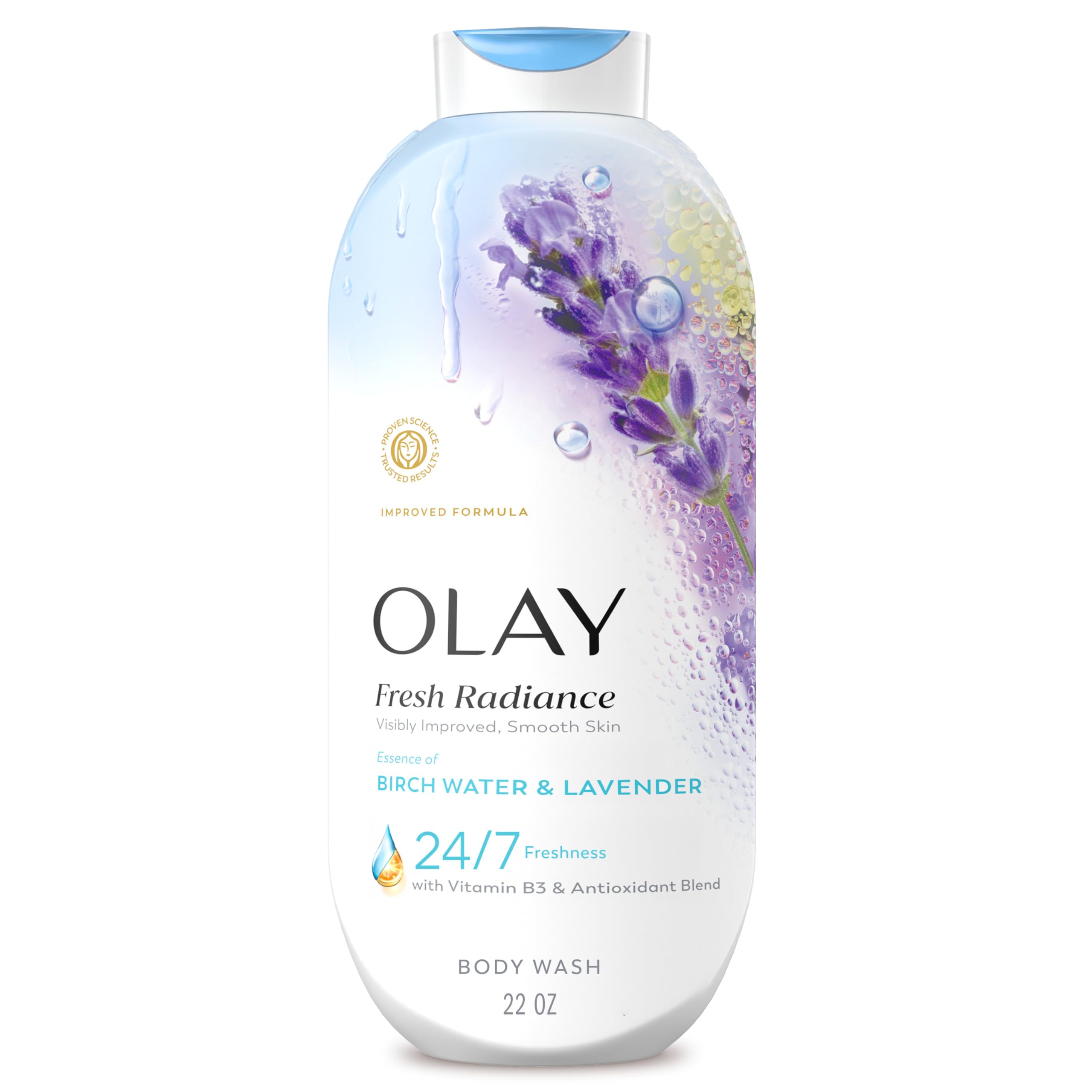 Olay Body Wash for Women Fresh Radiance 24 7 Skin-Loving Freshness Visibly Radiant Plant Based Cleansers Vitamin B3