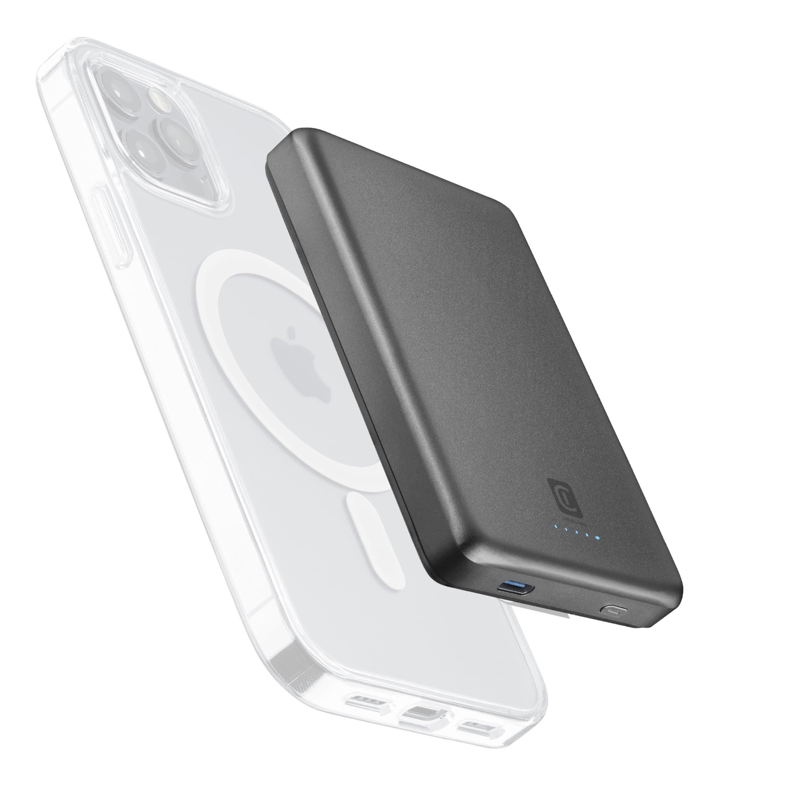 Cellularline - Powerbank MAG LITE 10000 - Caricabatterie portatile Wireless da 10000mAh - Tecnologia Mag Safe - Carica wireless 7.5W - Grigio
