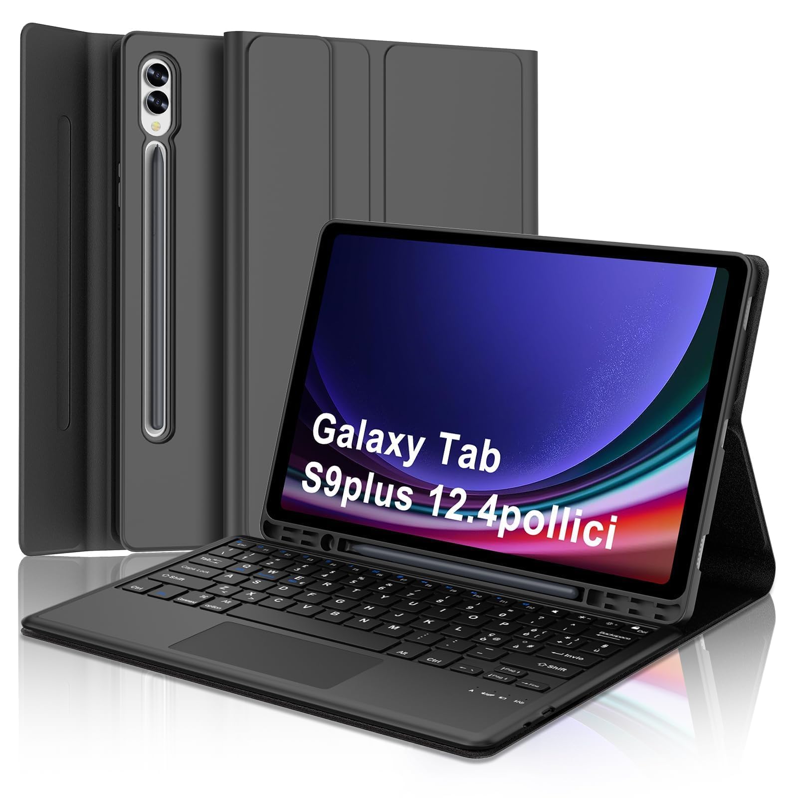 Occtingkind Per Galaxy Tab S10+ 12,4" Cover Tastiera con Touchpad Italiana | Tastiera per Tablet Samsung S10 + - Con Touchpad Custodia Magnetica Rimovibile Keyboard, Protezione affidabile, Nero