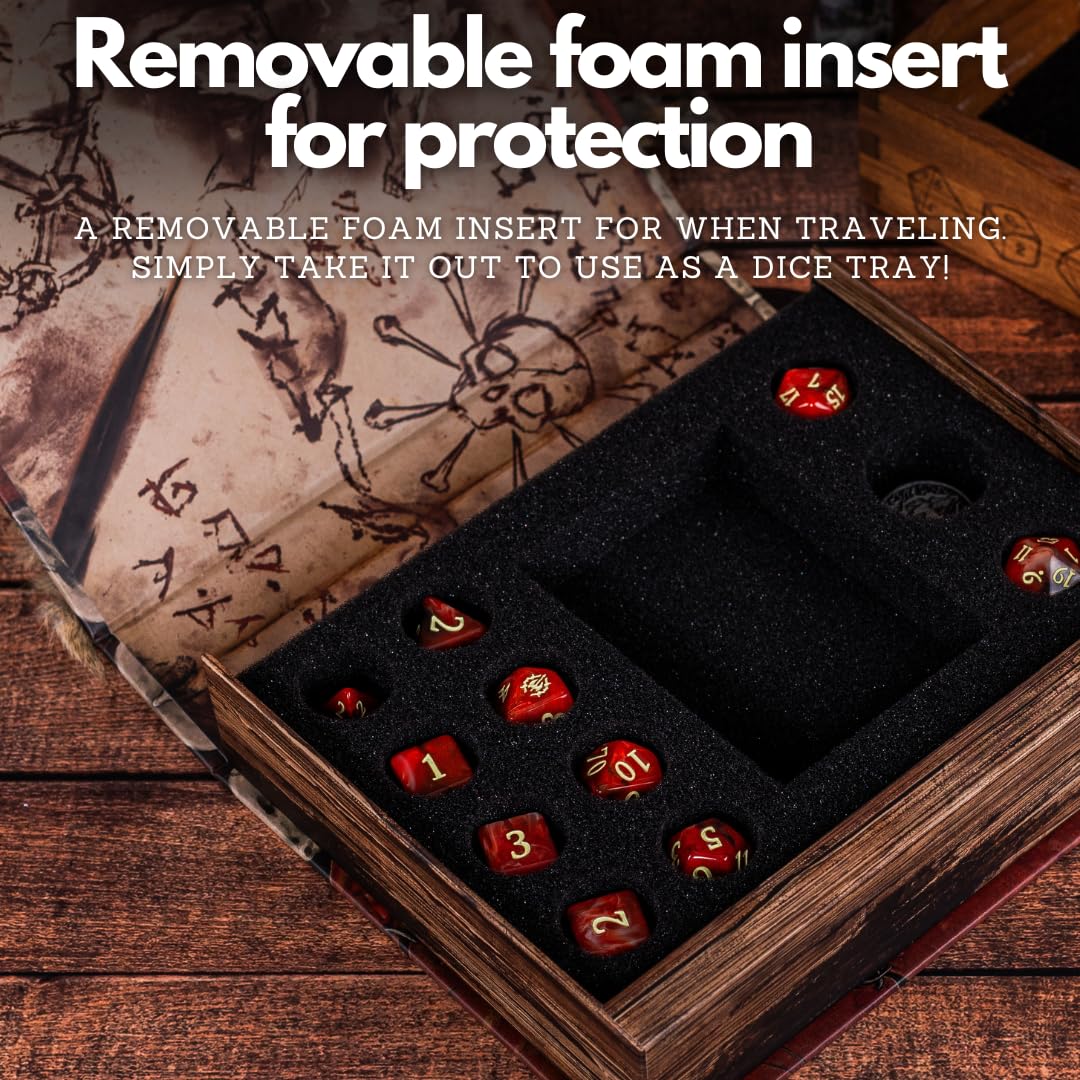 Juego de dados y caja de dados de 10 piezas con temática bárbara para almacenamiento y viajes o coleccionables para Dungeons & Dragons, Pathfinder o cualquier juego TTRPG