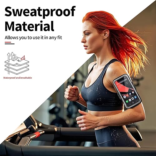 Miniatura 5 de Soporte para teléfono para correr, caminar y entrenar, brazalete para teléfono celular con mosquetón, bolsa cruzada transparente para teléfono con