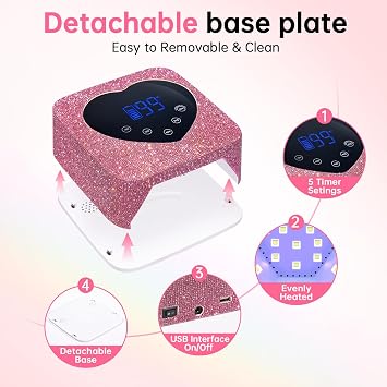 UV LED Nail Lamp 72W Rechargeable Sparkly Wireless Nail Dryer Gel Polish Light with 5 Timer Setting Professional Quick Dry Curing Lamp with Display Auto Sensor Salon & Home