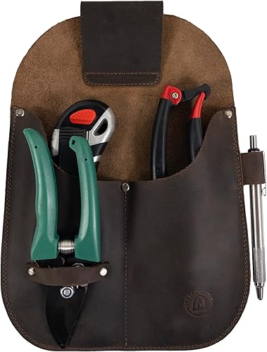 Miniatura 3 de Soporte para herramientas de jardinería hecho a mano de cuero de grano completo - Bourbon Brown