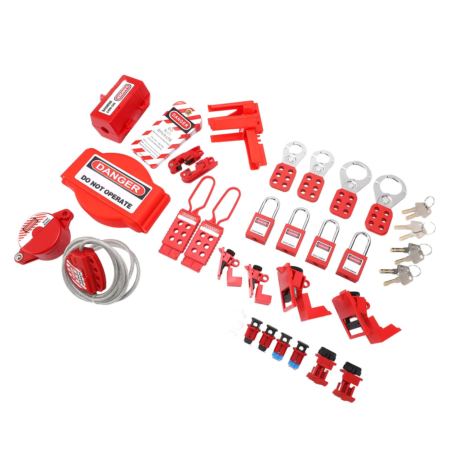Generic Kit de Etiquetado de Bloqueo Eléctrico Resistente a Altas Temperaturas con Caja de Herramientas para Seguridad Industrial 1 Caja de Herramientas 12 Etiquetas