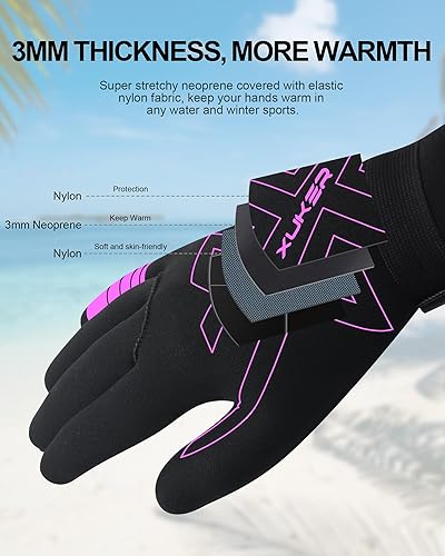 Miniatura 2 de XUKER Guantes de neopreno para mujeres y hombres, guantes de buceo de 0.118 pulgadas para mantener el calor para buceo, buceo, kayak, esnórquel,