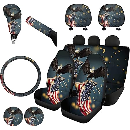 Full Set Biyejit Black White Cow Car Interior Accessories Set Of