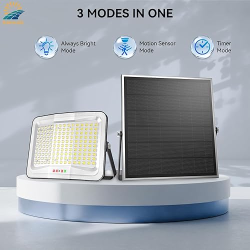 Miniatura 3 de Reflectores solares impermeables para exteriores, 5000 lm luces solares divididas con panel grande, sensor de movimiento, cable de seguridad de 16