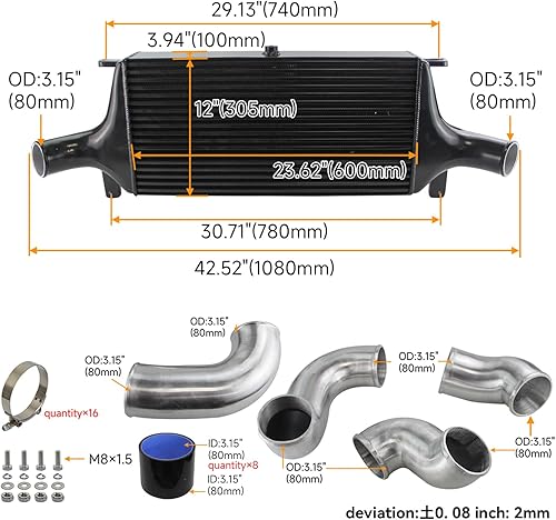 Miniatura 2 de Kit Intercooler Fmic de Alto Rendimiento para Skyline R33 R34 GTR RB26Dett Negro