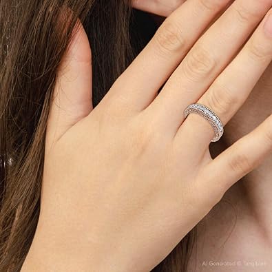 P3 POMPEII3 Pompeii 1/3Ct Diamond Stackable Anniversary Wedding Ring 14k Gold or Platinum Lab Grown (E/F,VS1-VS2)