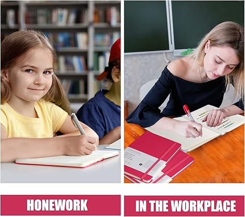 Miniatura 7 de Cuaderno con líneas rectas, 1 diario de 160 páginas, tamaño mediano de 5.7 x 8 pulgadas, papel grueso de 2.95 ozyd, tapa dura, 1 unidad color rojo