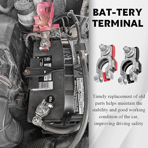 Miniatura 3 de 2 conectores de terminal de batería, poste superior positivo y negativo de cable de batería con parte inferior de plástico, accesorios de automóvil,