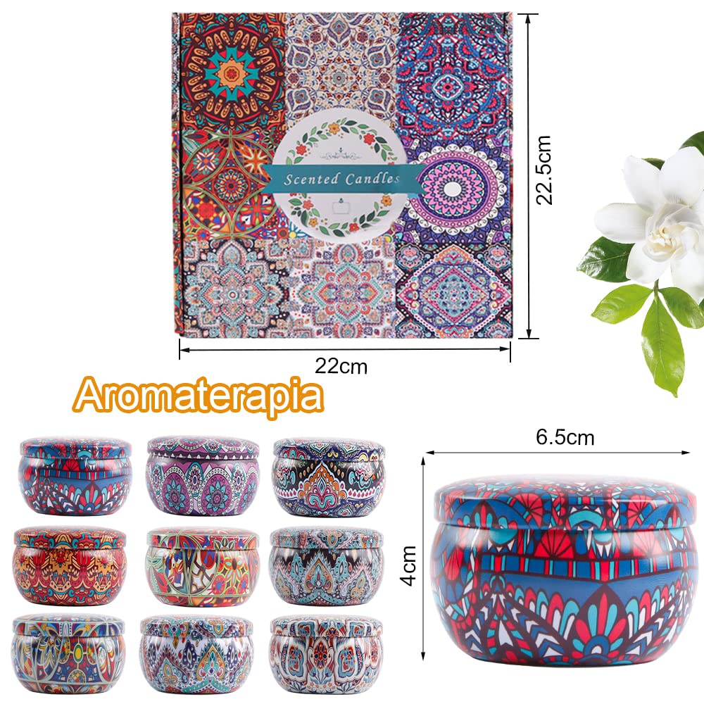 QILAY Velas Aromaticas, Juego de 9 Piezas（2.5Onzas）Velas Perfumadas Relajantes, Aromaterapia, Velas aromáticas caseras,100% Pura Cera de Soya, Un Regalo a Cumpleaños, Navidad, Aniversario.