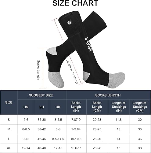 Miniatura 6 de Calcetines calefactables para hombres y mujeres, calcetines eléctricos térmicos alimentados por batería para pies fríos, camping, caza, invierno