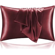 BEDELITE Satin Pillowcases, Queen Size 20x30 Inch, Burgundy, Set of 2