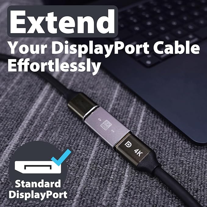 2 Pack Adaptador DisplayPort Hembra a Hembra 8K 60Hz Coupler Cyberguys miniatura 3