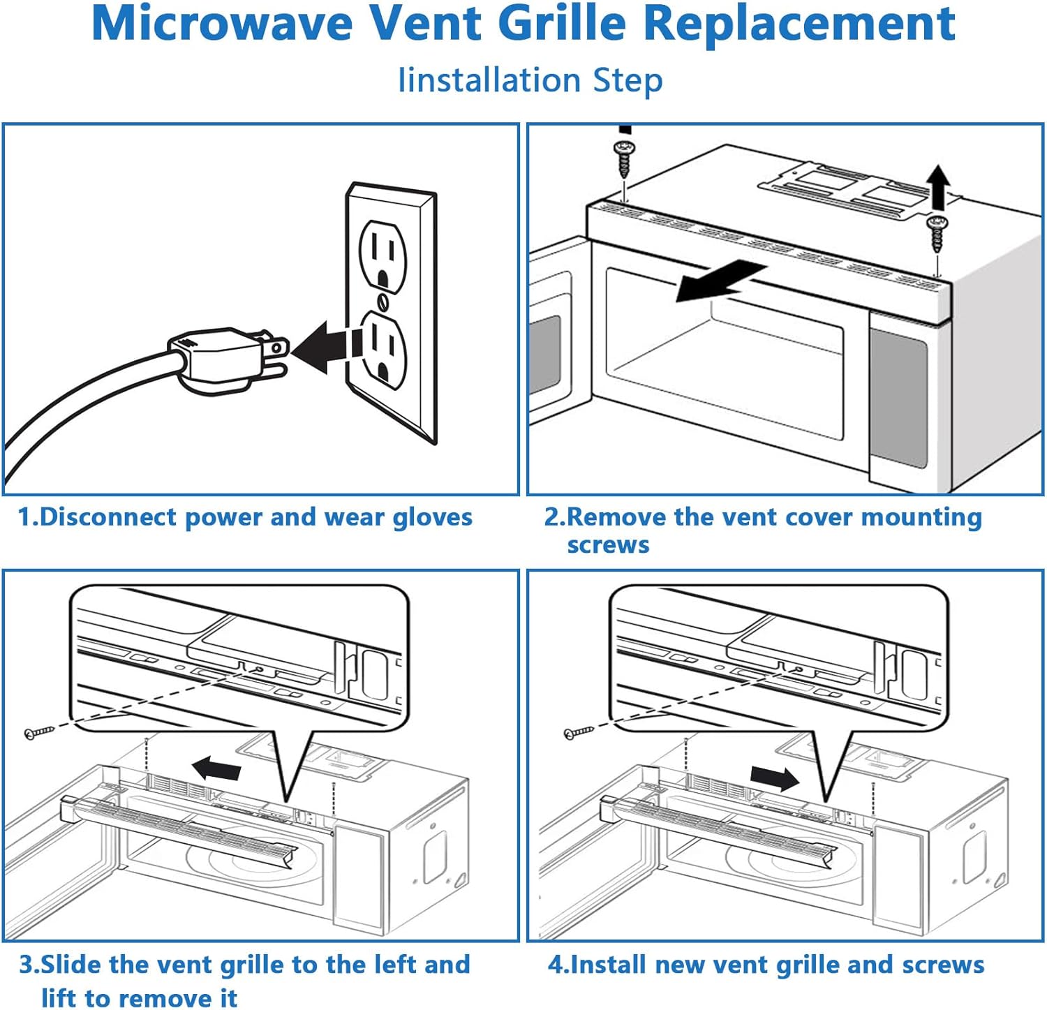 MDX61912701 Microwave Vent Grille Replacement for LG Microwave Vent Kit Oven Top Vent Grille LMV2031ST LMH2016ST LMHM2237BD LMHM2017SB Part# AP5202555 2119394 AH3535252 EA3535252