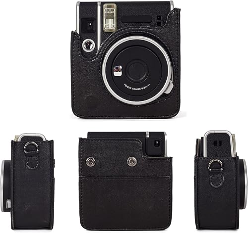 Miniatura 8 de Phetium Funda para cámara instantánea compatible con Instax Mini 40, bolsa de piel sintética con bolsillo y correa de hombro ajustable (marrón)