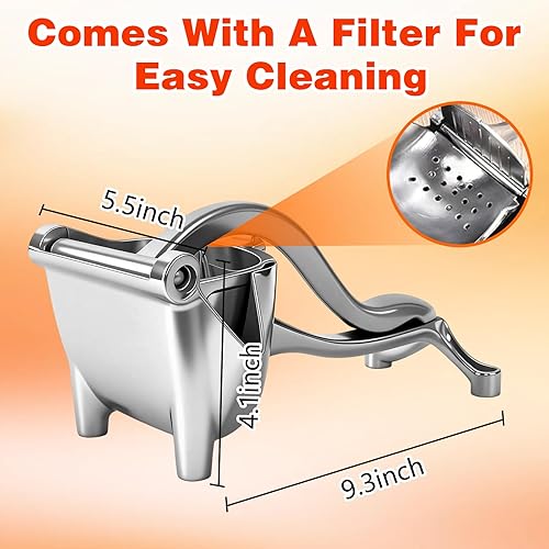 Miniatura 4 de Extractor de jugo de fruta fresca, extractor de jugo de fruta fresca de aleación de aluminio actualizado 2026, exprimidor de presión manual con