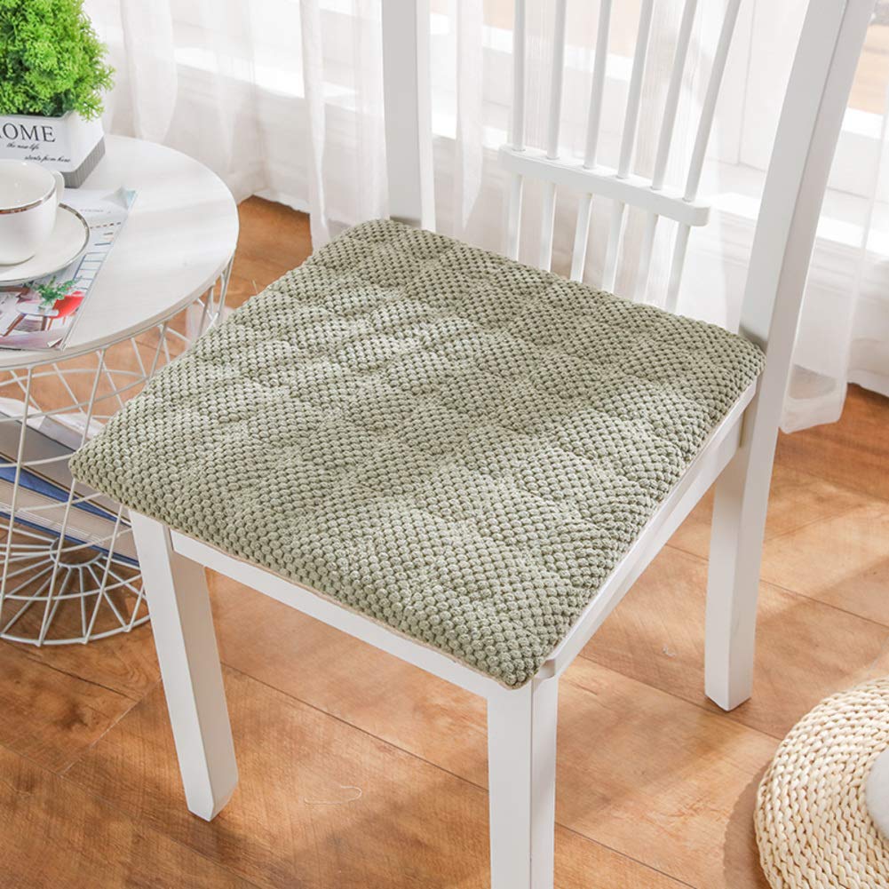 Coussin de chaise vert 50x50 cm en velours côtelé respirant | Lot de 6 galettes carrées antidérapantes