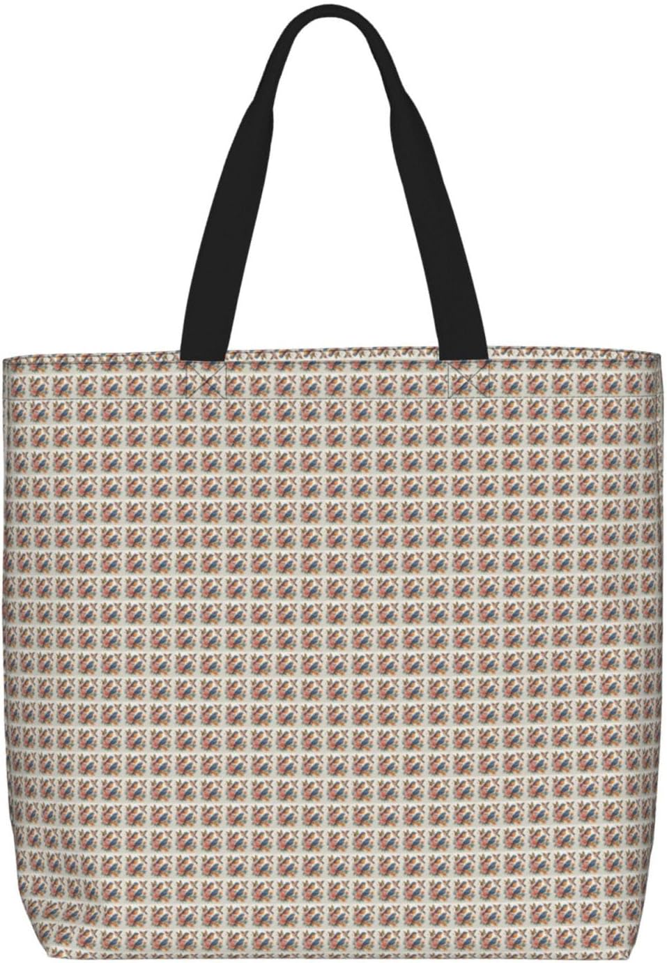 Birds Flowers Butterfly Print Eco-Friendly Tote Lightweight Grocery Bag Daily Commuting Travel Beach Gym Use