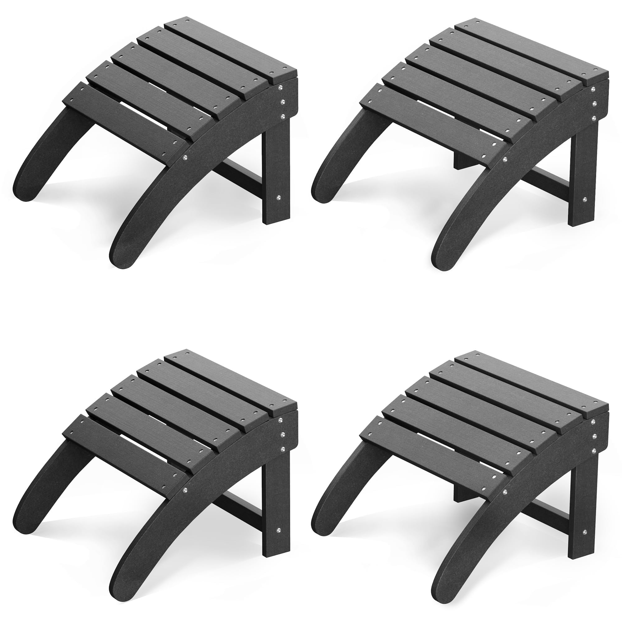 CuteHairy Adirondack Foot Stool, Folding HDPE Outdoor Ottoman with 45° Ergonomic Angle, All-Weather Foot Rest for Patio, Garden, Deck, Porch – Up to 200 Lbs Capacity, Lightweight & Portable, Grey