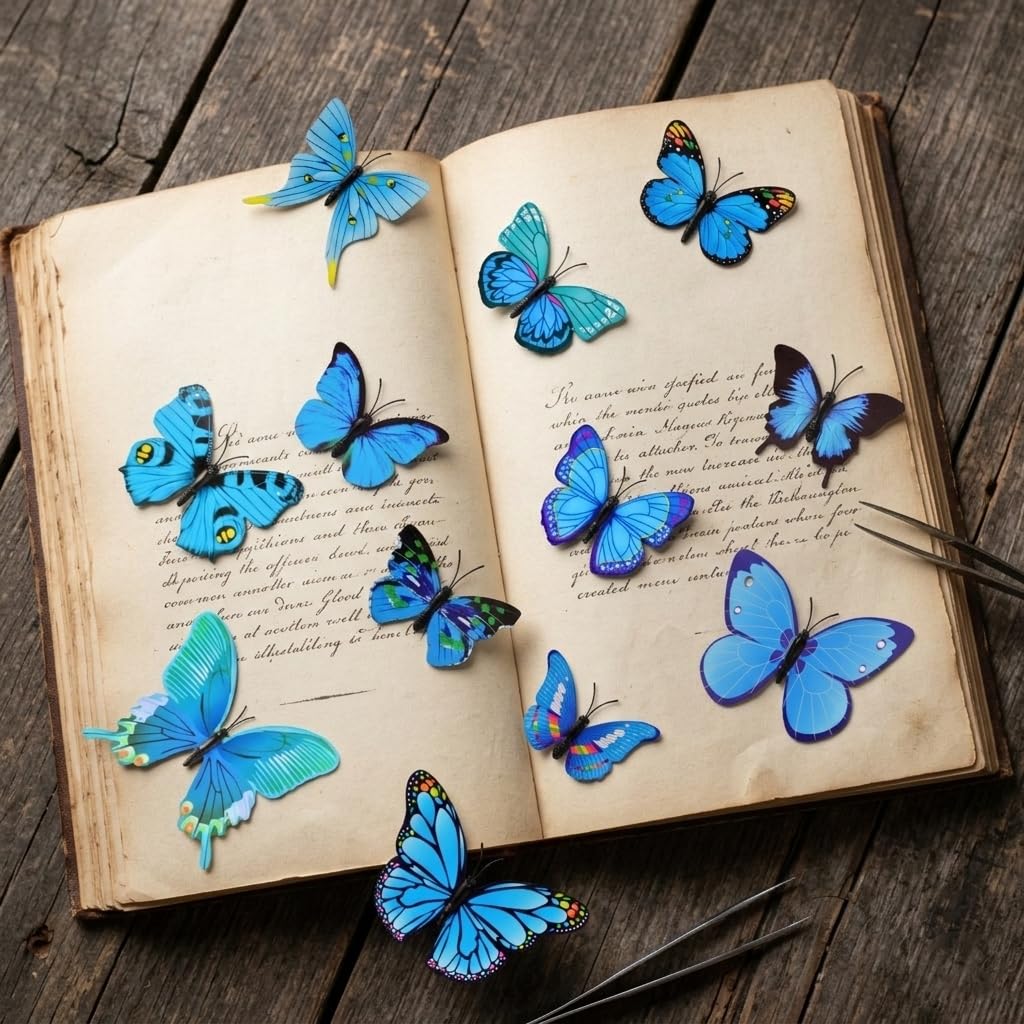 3D Butterfly Wall Stickers - Blue Decor -4
