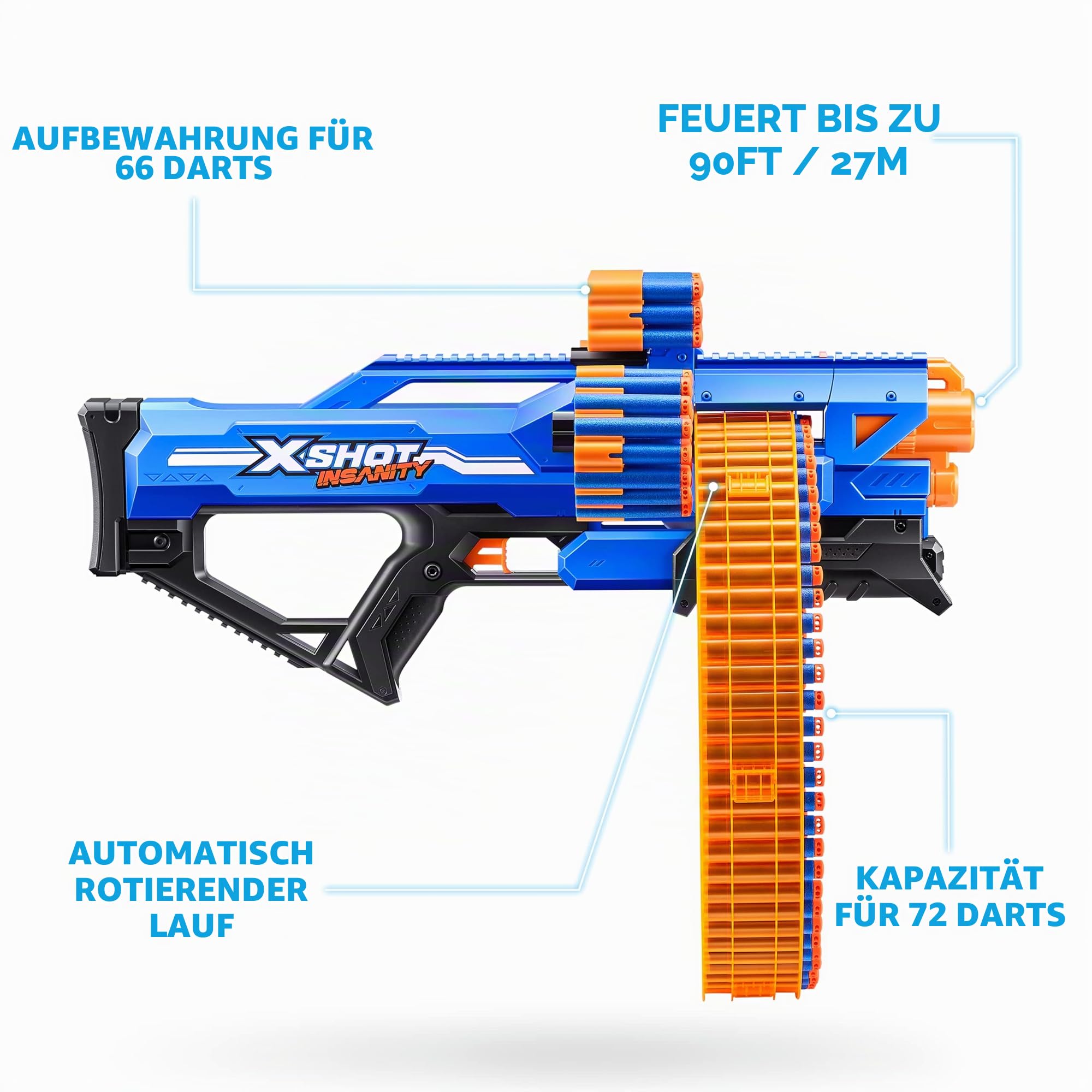 Zuru XSHOT Insanity Mega Barrel Includes 72 Darts, (AZT36609)