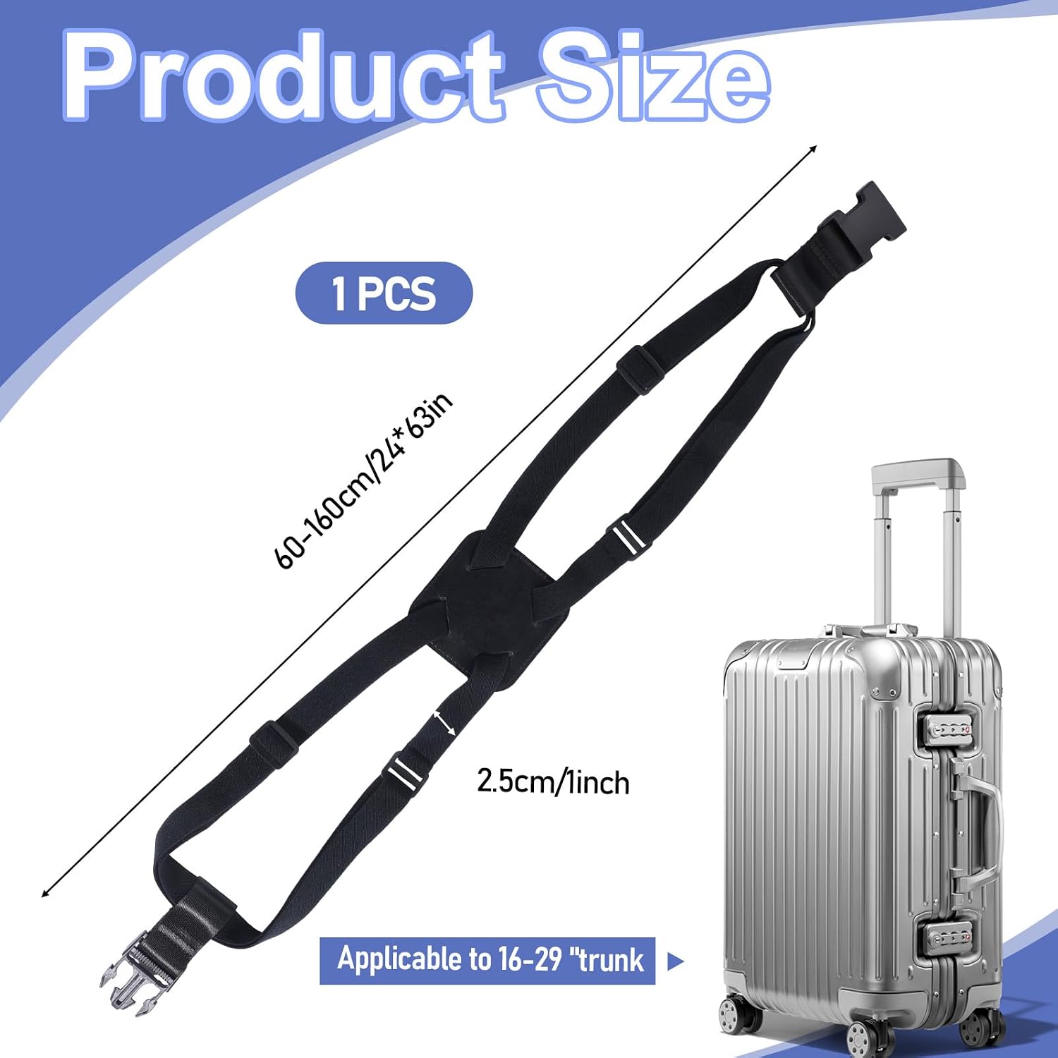 Adjustable Luggage Bungee Strap, Elastic Bag Bungee for Luggage, Adjustable Travel Straps for Suitcases (Black)