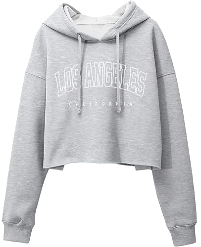 ORANDESIGNE Woman Letter Graphic Print Cropped Hoodie Long Sleeve Crop