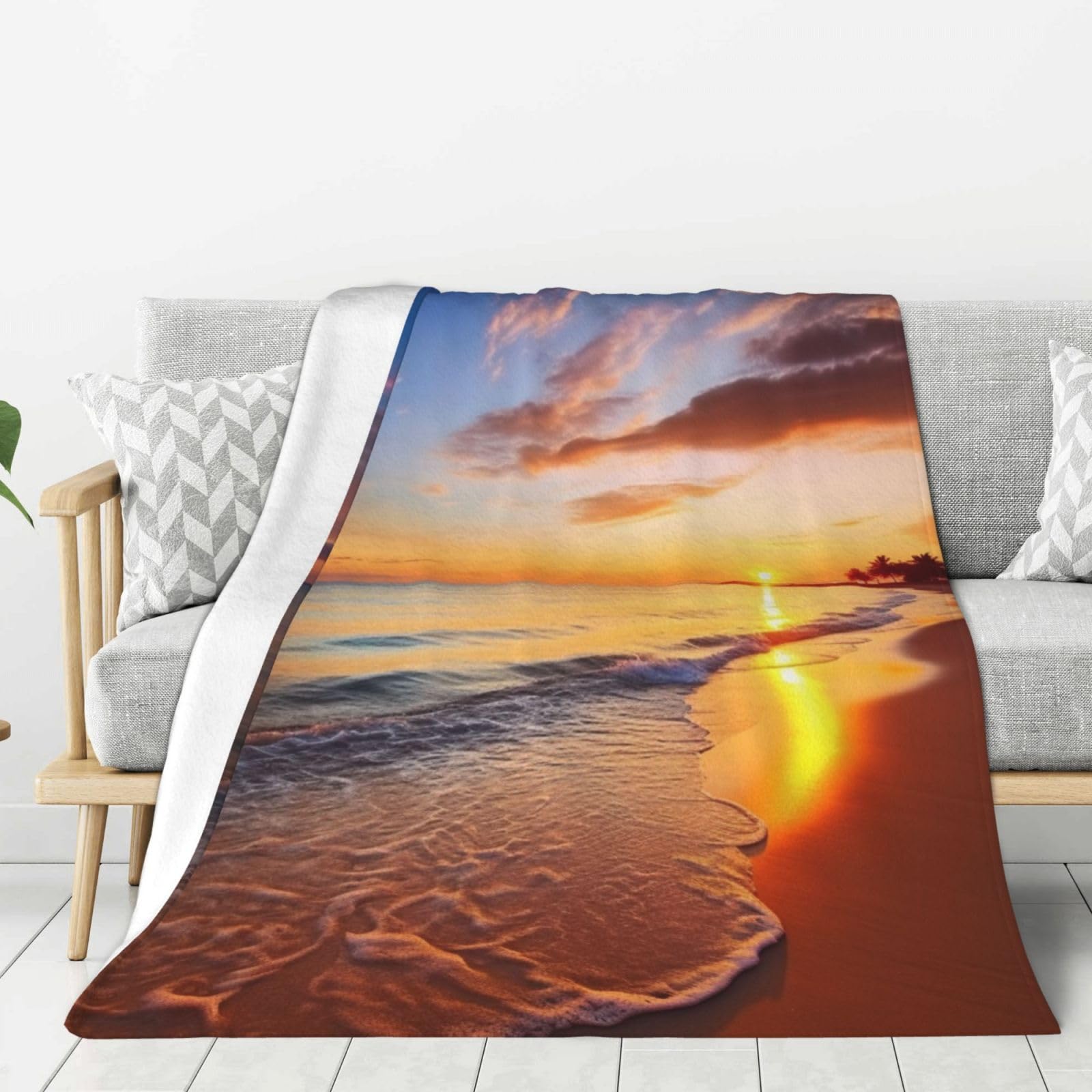 Couverture en flanelle haut de gamme au motif tropical pour un lit élégant en toutes saisons