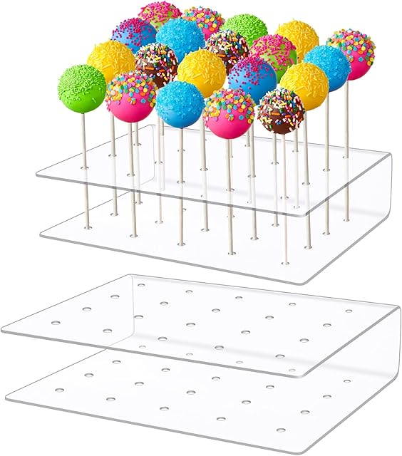 95Street Cake Pop Display Stand,2 Pieces Cake Pop Stand Clear Acrylic Lollipop Holder Stand,15 Hole Transparent Lollipop Holder for Wedding Baby Shower Birthday Party Halloween Candy