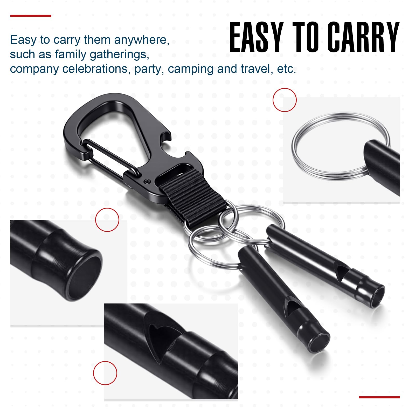Konohan Silbato de emergencia de aluminio 105 con llavero, silbato de supervivencia, resistente, ligero, sonido fuerte para mujeres, camping, defensa, senderismo, alarma, 7 colores