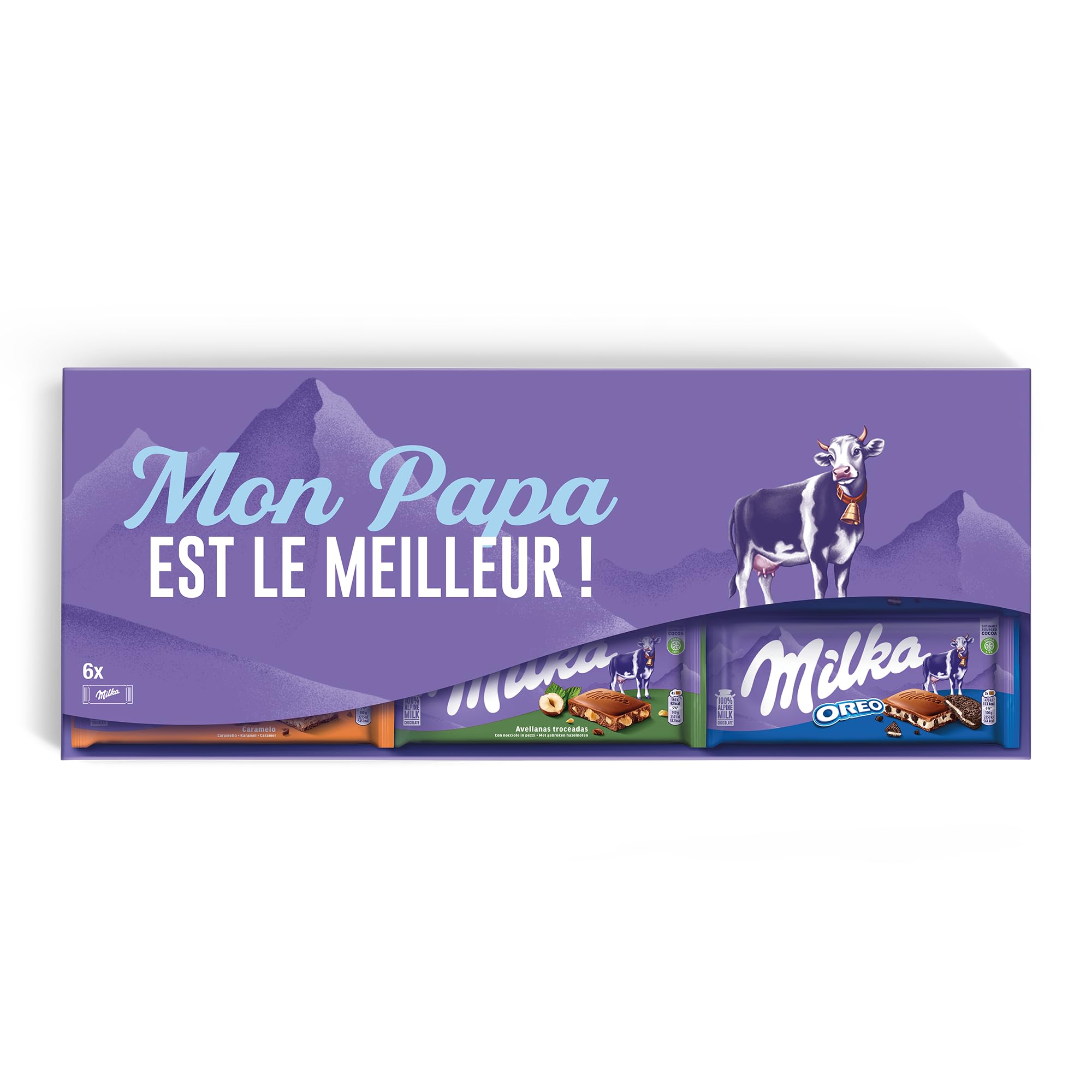 Milka Tablette de Chocolat XXL - Une méga barre chocolatée pour la Fête des Pères avec message thématique, cadeau gourmand pour papa - 6 tablettes incluses