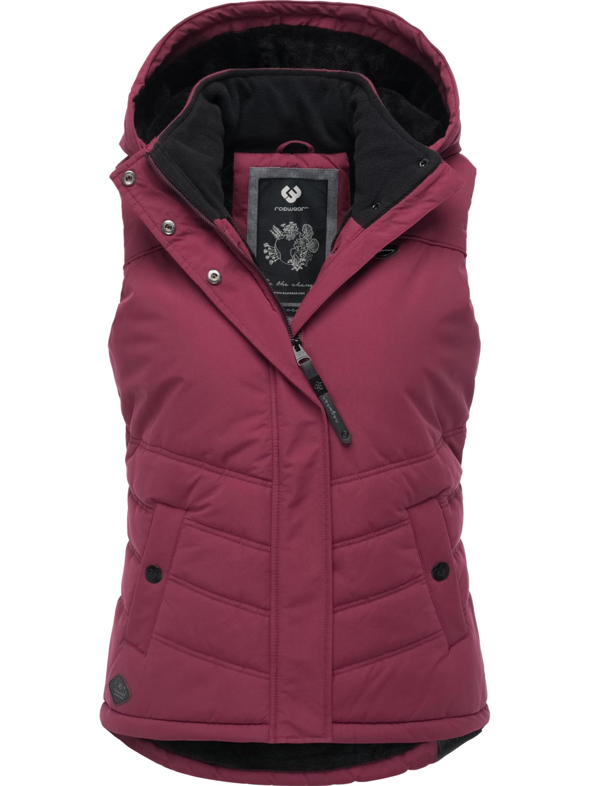 Ragwear Women's Wine25 Sleeveless Outdoor Vest Warm Winter Jacket Waterproof With Detachable Hood Hesty Intl Xs-6Xl, L