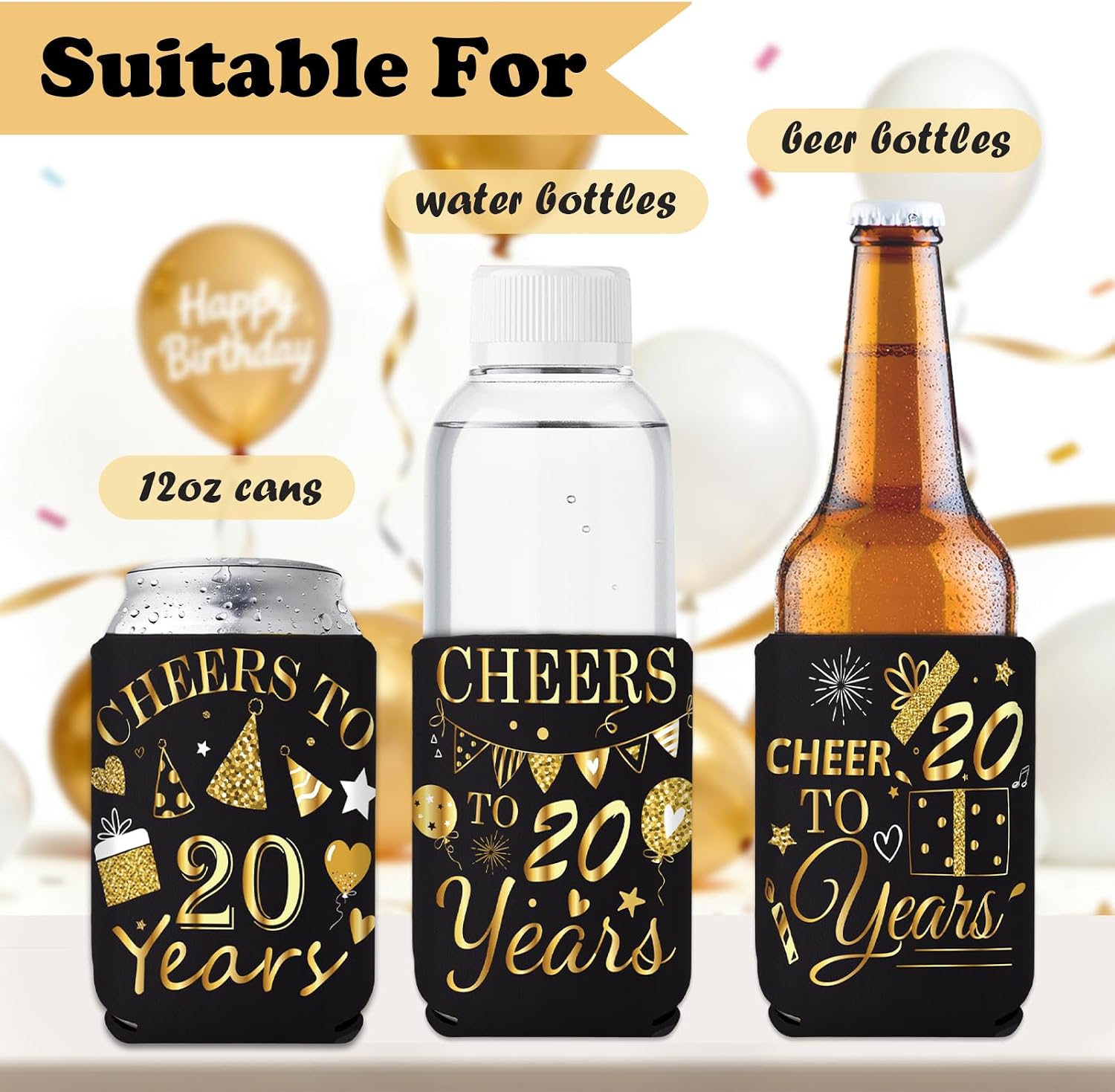 20th Birthday Decorations for Him, 24 Pcs 2006 Cans Cooler Sleeves image 3