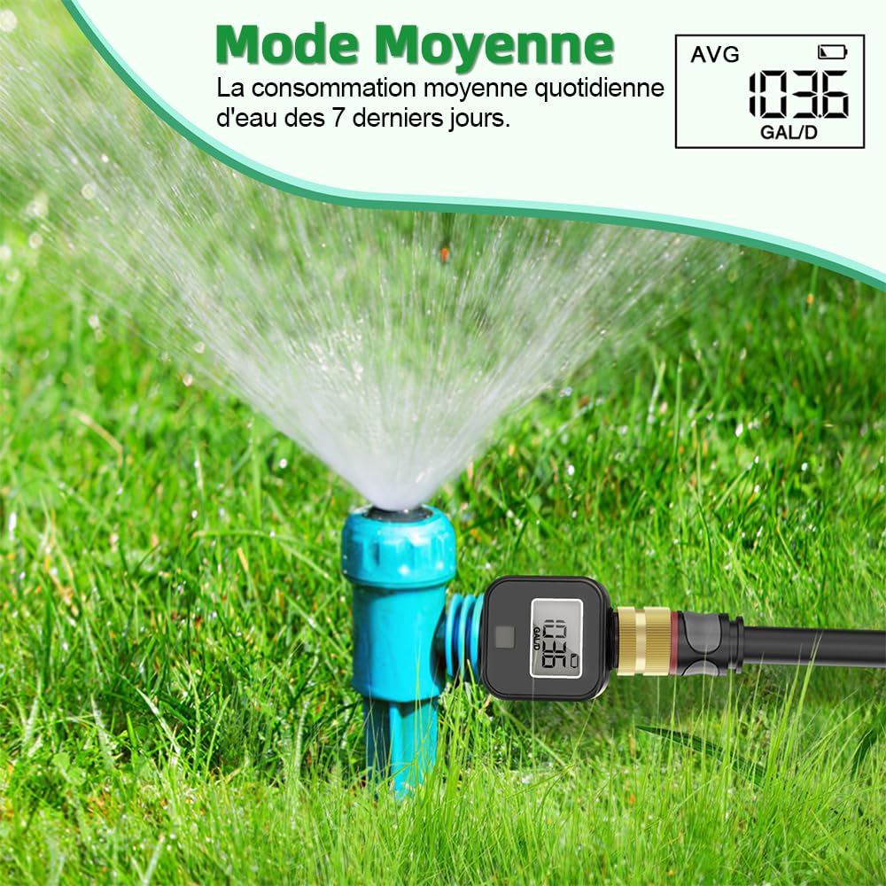GIEX Débitmètre d’eau en laiton – Mesure précise du débit en temps réel – Convient aux tuyaux d’arrosage, aux systèmes d’irrigation, aux camping-cars et aux pulvérisateurs de jardin