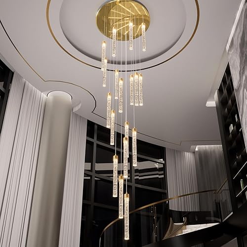 Miniatura 6 de Lámpara colgante larga para escalera de 12 luces, candelabros grandes para luz de techo alto, bombillas LED para sala de estar, vestíbulo, pasillo,