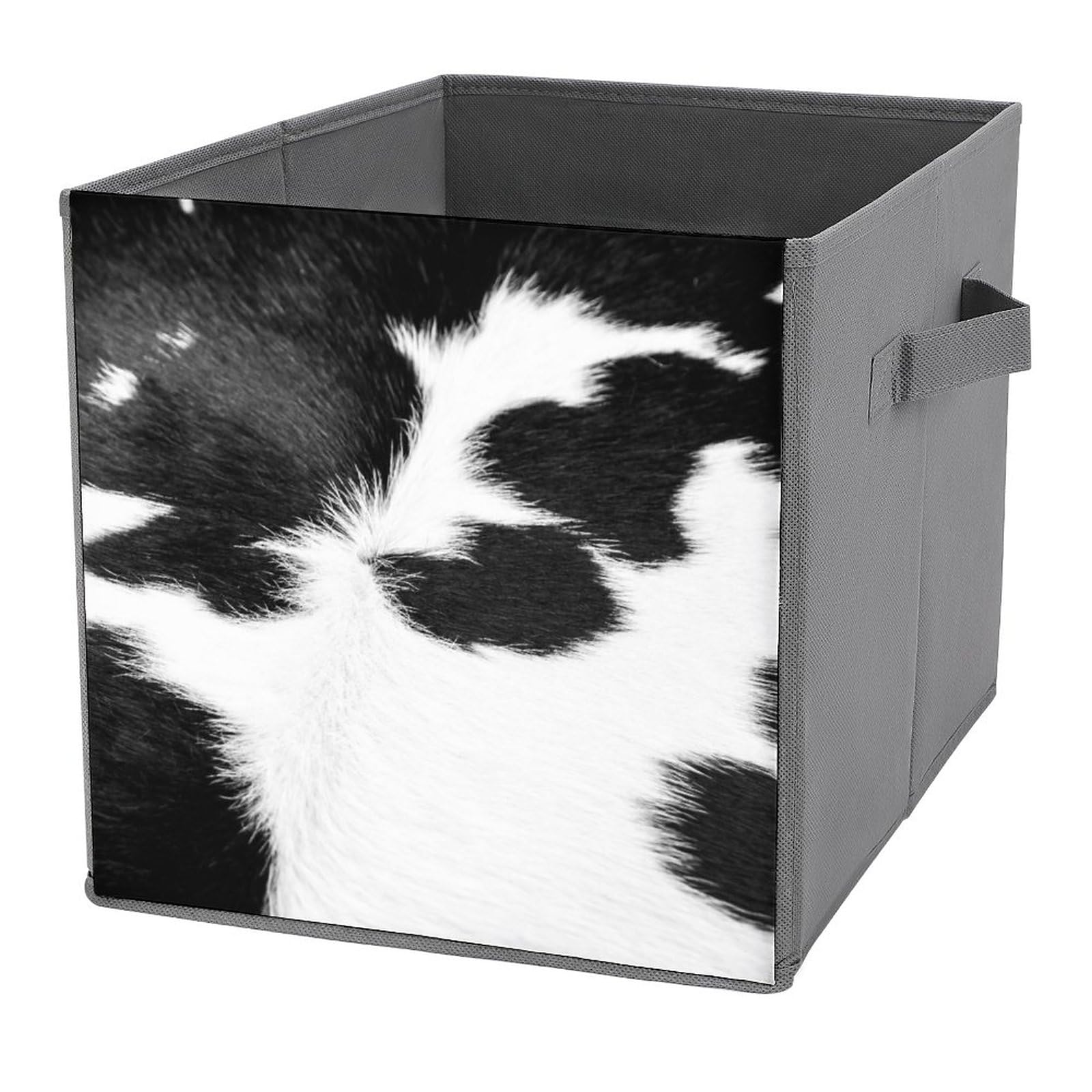AOOEDM Cow Skin Print Cube Storage Bins 11 x 11 Collapsible Storage Bins Western Animal Funny Cube Storage Bin Fabric Storage Cubes Organizer with Handles, Storage Cubes for Home, Closet Pet Toys
