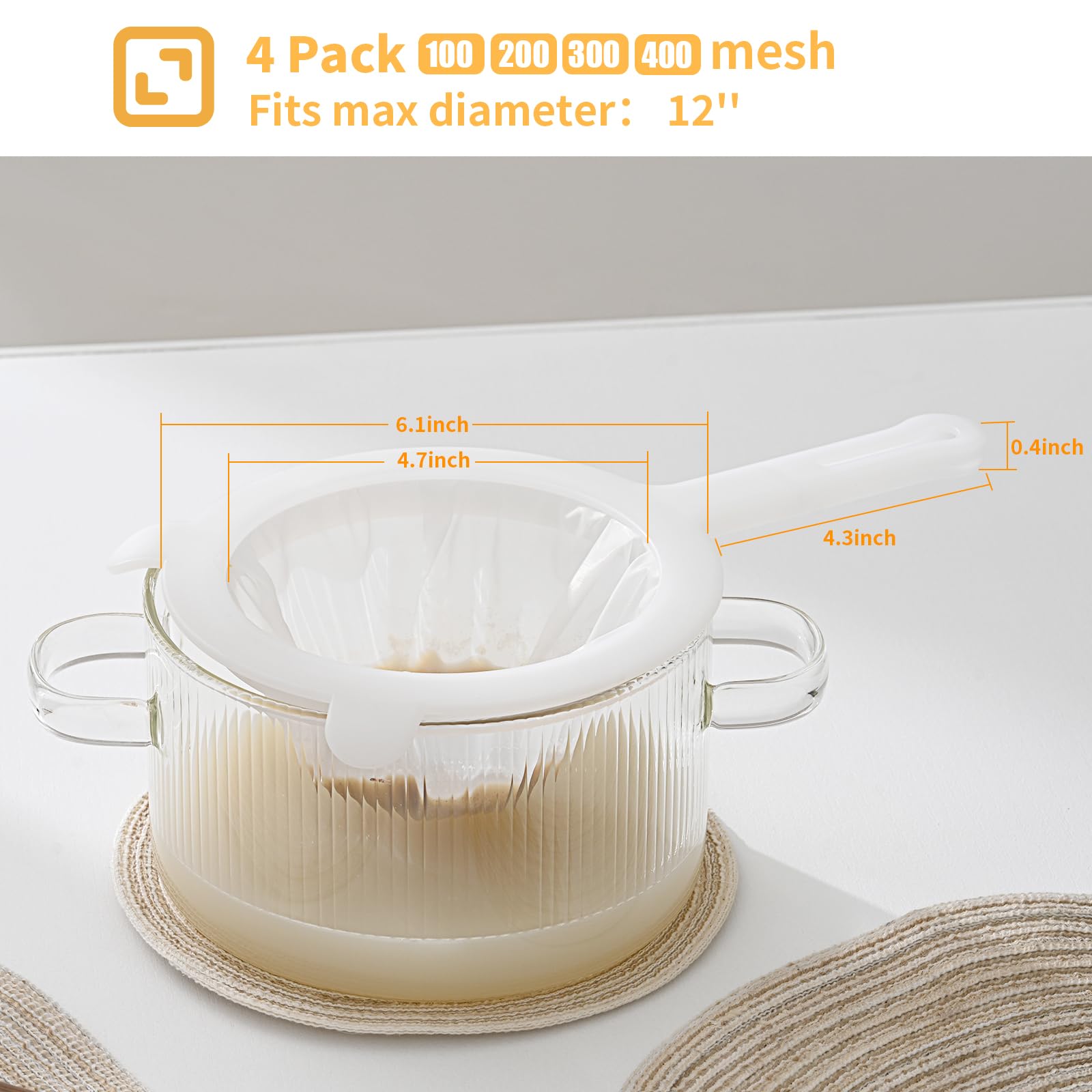 Lot De 3 Passoires à Farine En Plastique - Mailles Fines - Avec Poignées - Pour Farine, Thé, Jus, épices