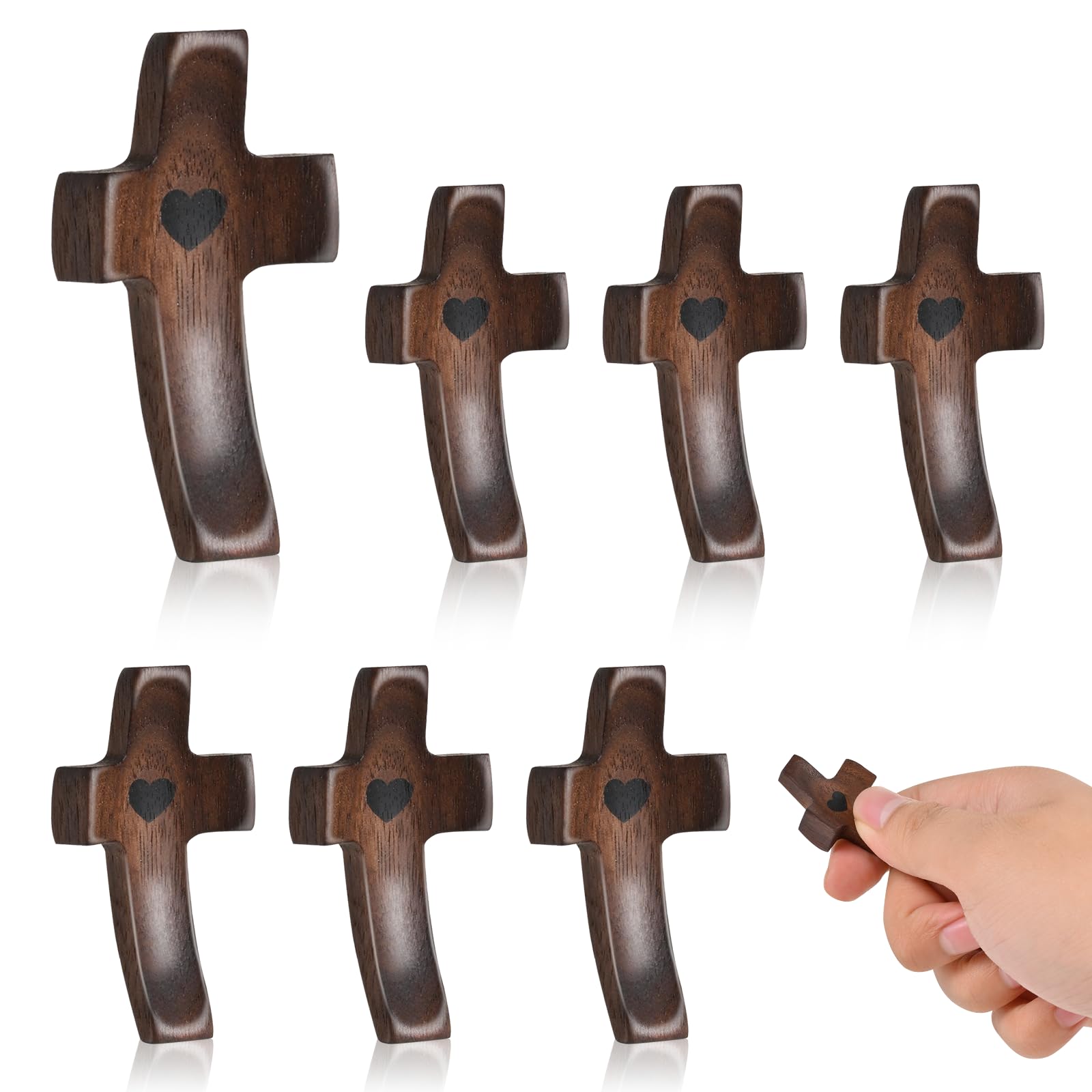 7PCS Cross My Heart Handheld Wooden Cross Encouragement Gift