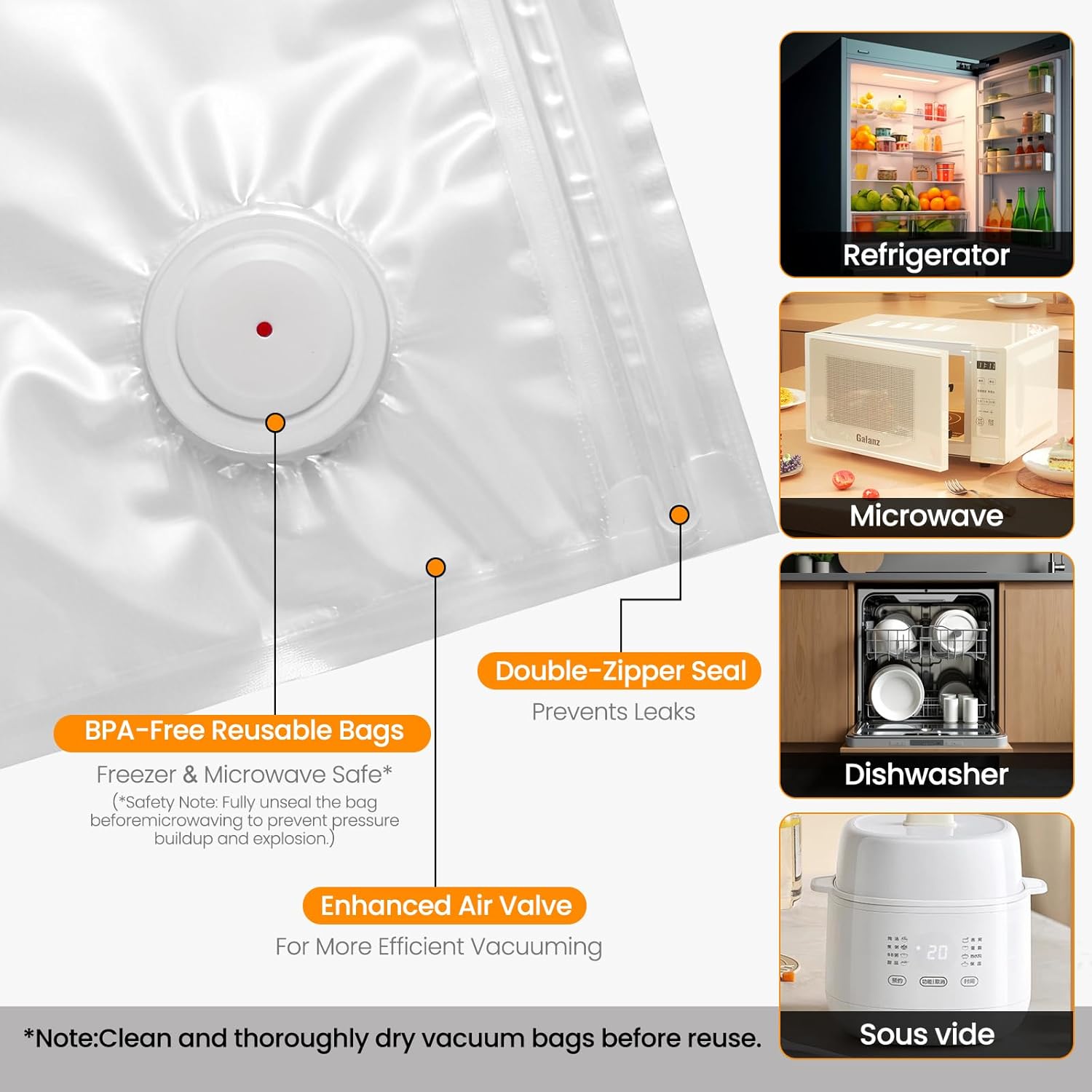 Compact Vacuum Sealer for Food (Portable Vacuum Sealer Machine+10 Reusable Bags) Compact Handheld Food Saver for Meat, Camping & RV Travel,Seal Food 6X Fresh Longer, Portable & Wireless, Easy-Clean