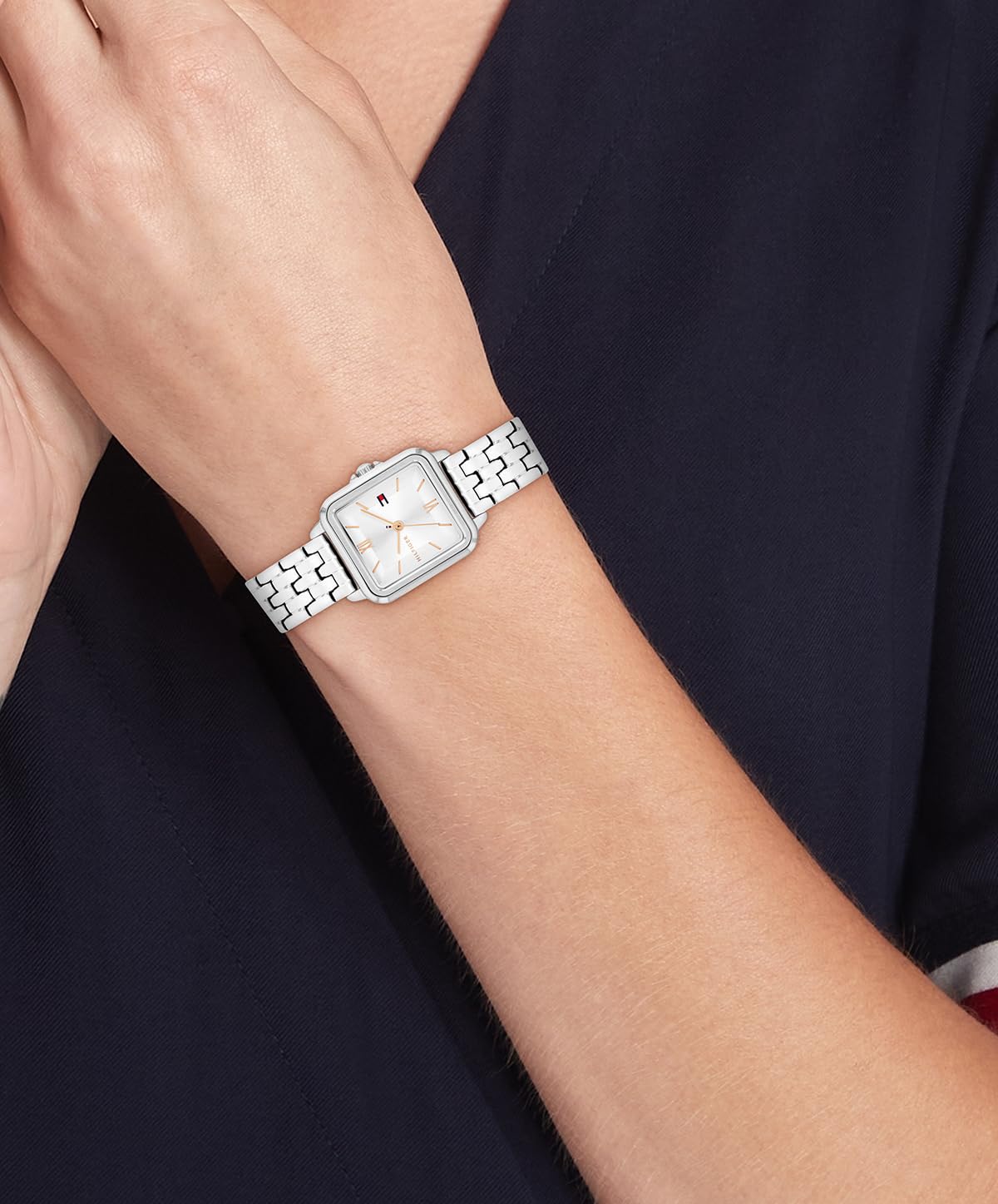 Tommy Hilfiger Orologio con Movimento al Quarzo a Tre Lancette da Donna con Cinturino in Acciaio Inossidabile o Pelle